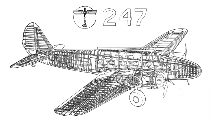 Boeing 247 Line Drawing