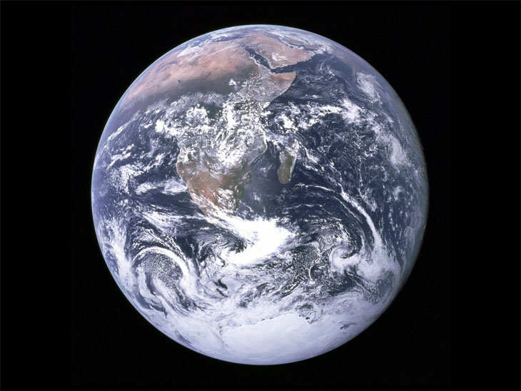 A photograph of earth from a distance.