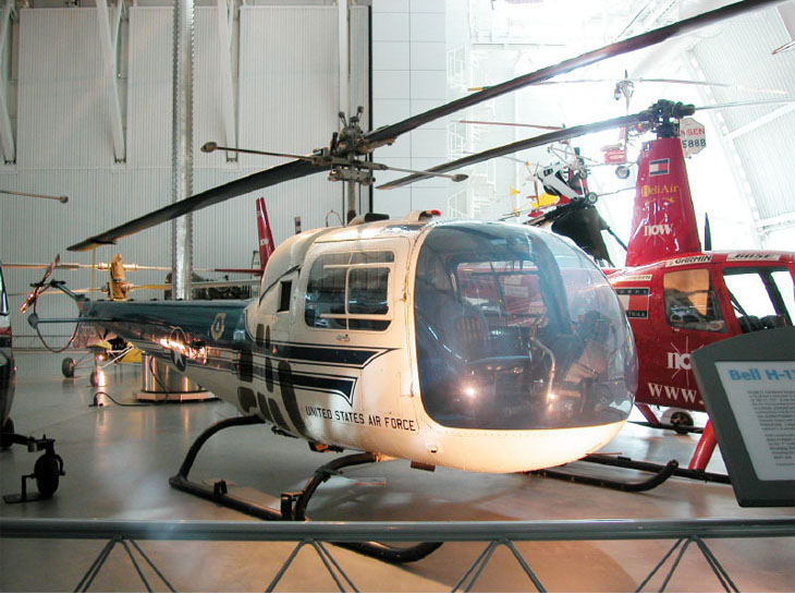 Bell H-13J helicopter, on display at the National Air and Space Museum’s Steven F. Udvar-Hazy Center