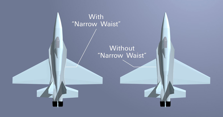 Computer rendering of two jets with different waist designs. 