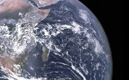 A photograph of earth from a distance.